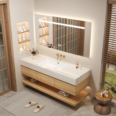 Log style simple bathroom cabinet