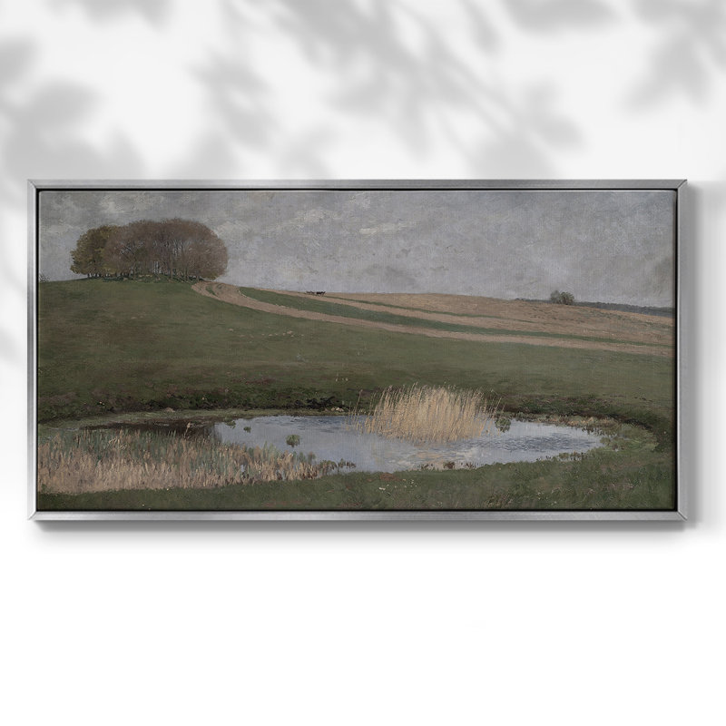 Série paysage - DCLxxxi - Toile tendue avec châssis encadré - Prêt à être accroché, H 25 po x l 49 po, Argent argent