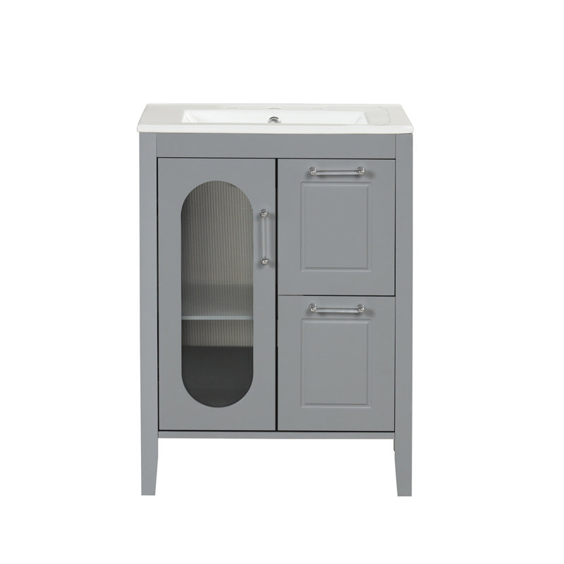 Meuble-lavabo 24 po avec lavabo, Gris