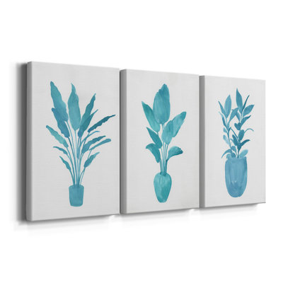 Watercolor House Plant I - Toile tendue avec châssis sur mesure - 3 pièces