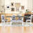 6Pcs Extendable Dining Set with Removable Leaf, Rectangular Table, 4 Upholstered Chairs and Bench-884659499