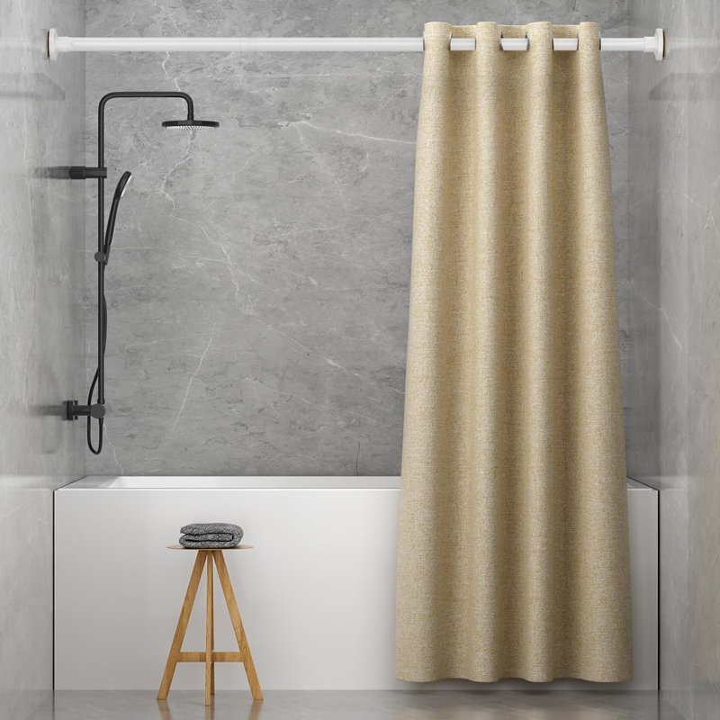 Tringle de rideau de douche à tension de ressort réglable - aucune installation de perceuse, acier inoxydable résistant à la rouille, poignée antidérapante, tringle de douche de salle de bain durable