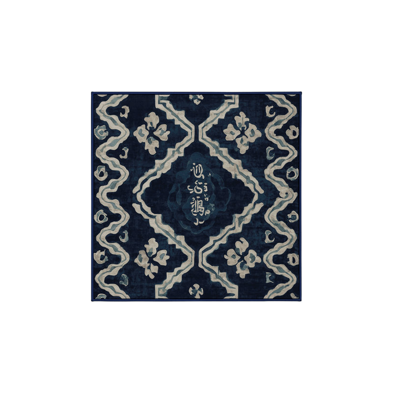 Machine Washable Gray Area Rug, Square 5'