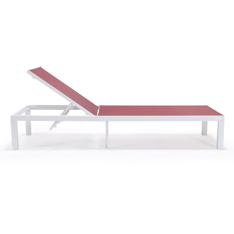 Chaise longue d'extérieur en métal avec table Khalli, Bourgogne