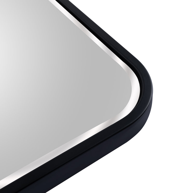Kallas Metal Flat Wall Mirror, Matte Black/bevel edge