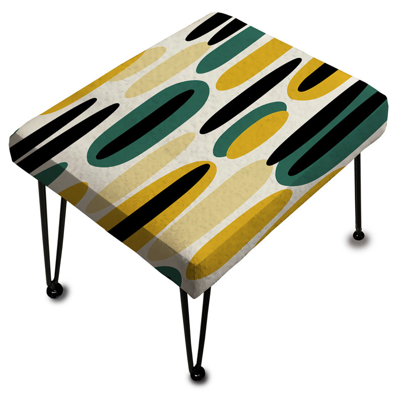 Yellow And Green Striped Oval Pattern - Striped Rectangle Ottoman