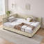 Structure de canapé-lit double capitonné en velours Mid-Century avec dossier et accoudoirs, beige (l 80,5 po x P 59 po x H 30,5 po)-1764931700