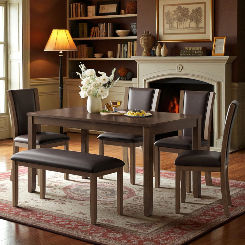 6 - Piece Dining Set, Dark Walnut
