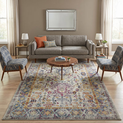 Alyssa Transitional Bordered Durable Performance Multicolor Area Rug