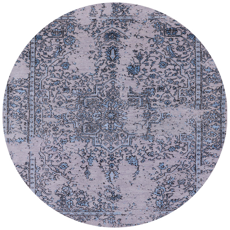 Tapis oriental bleu / noir Halesite, Rond 7 pi