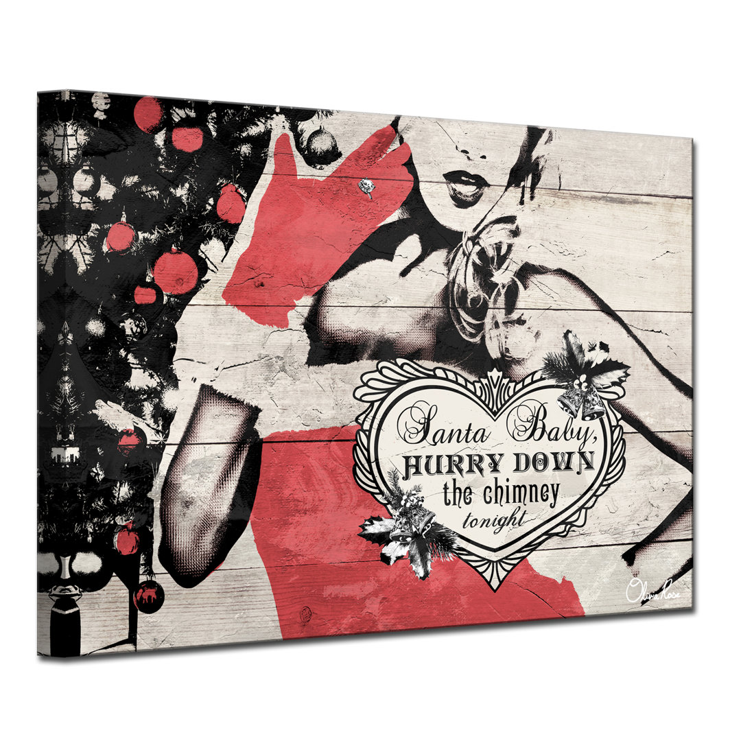 Santa Baby Lady by Olivia Rose - Wrapped Canvas Textual Art Print The Holiday Aisle® 