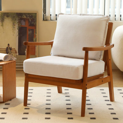 Modern White Fabric Accent Chairs With Solid Wood Frame For Versatile Spaces