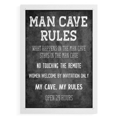 «Man Cave Rules» - impression sur toile seulement - non encadrée