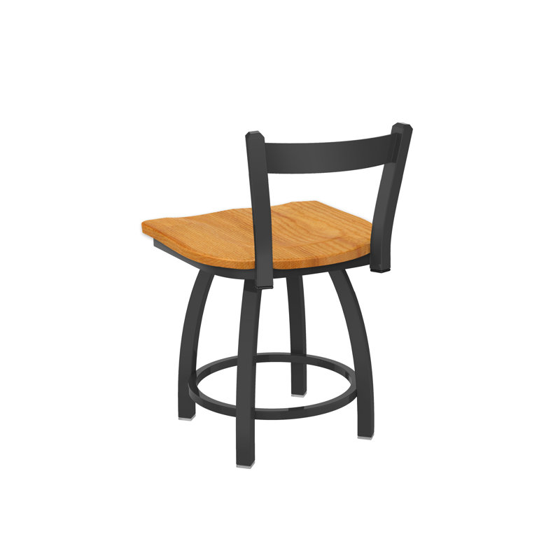 Tabouret de coiffeuse en métal Catalina, Étain, Bois - chêne moyen