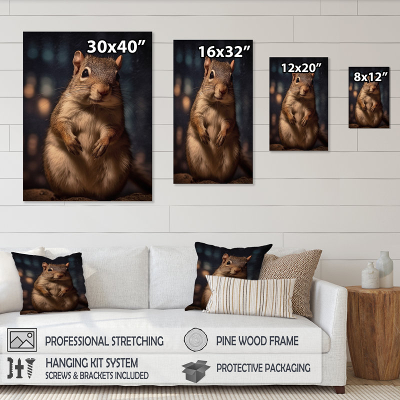Brown Squirrel " Brown Squirrel ", Black Picture Framed, 20" H x 12" W x 1" D