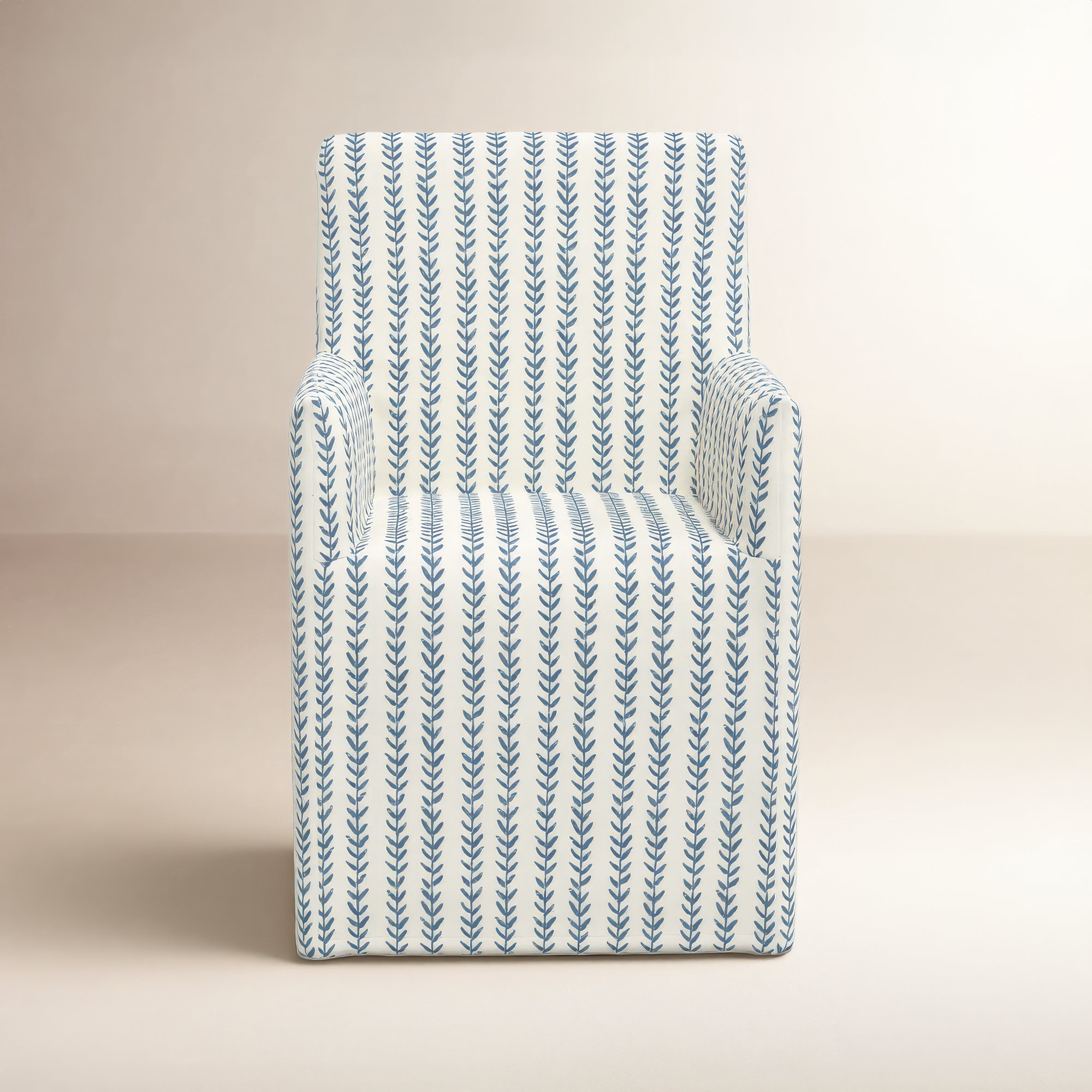 Ivanka Dining Chair, Vine Stripe Dusty Blue