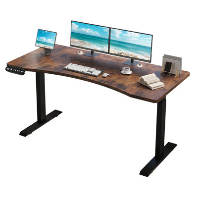 Bureau d'ordinateur debout à hauteur réglable de 63 po x 30 po à deux moteurs et à hauteur réglable (sans tabourets)