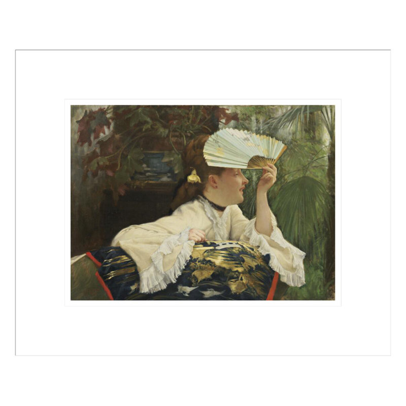«The Fan» par James Tissot - Estampe numérique encadrée, H 17,57 po x l 21,75 po