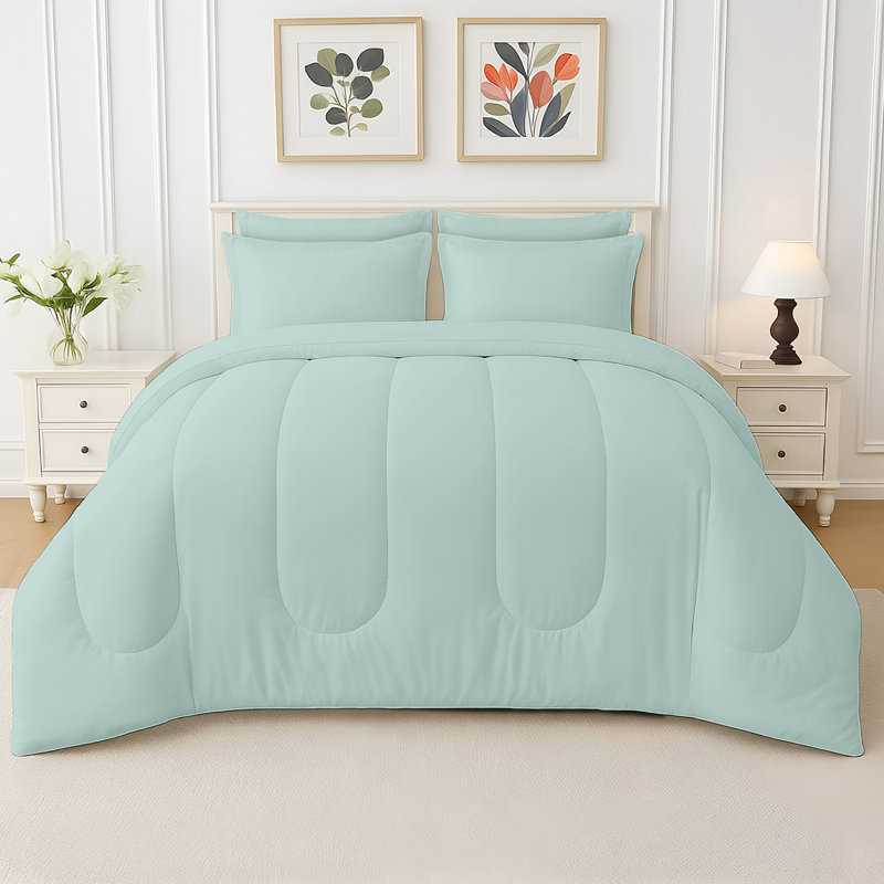 Ensemble d'édredon en microfibre 7 pièces Beddora, Édredon de très grande taille et 6 pièces suppl, Gris havre