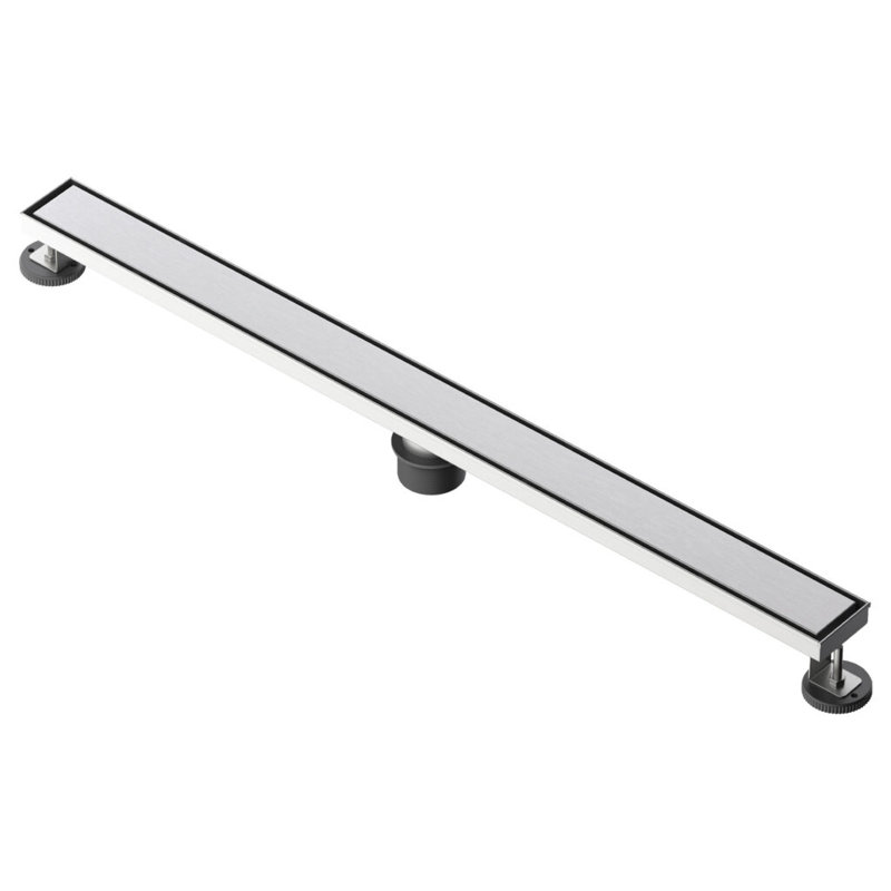 FINE FIXTURES Stainless Steel 36 inch Linear Shower Drain with Hair Trap and Tile Insert & Grate 2-in-1 Design, Satin Nickel