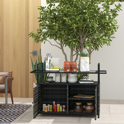 Wellesley Rectangular Glass Outdoor Buffet & Console Table