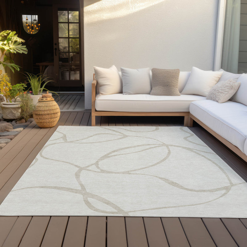 Ivory Flat Woven Synthetic 8' x 10' Area Rug