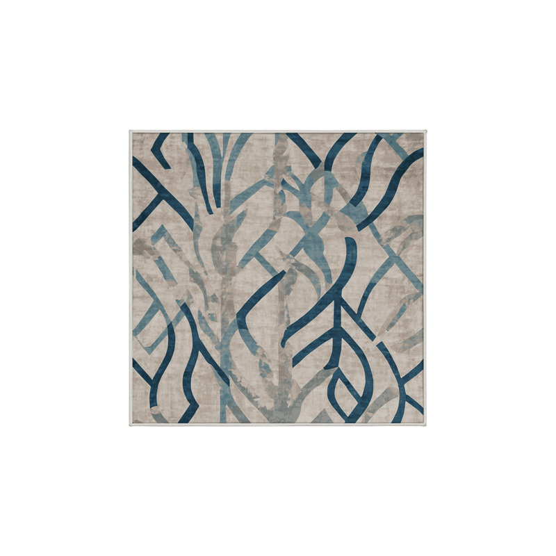 Tapis beige soyeux et moelleux, Carré 3 pi