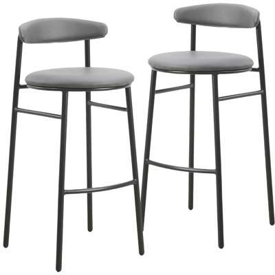 Larue Bar Stool Upholstered In Leather With Powder-Coated Stainless Steel Base Larue Series