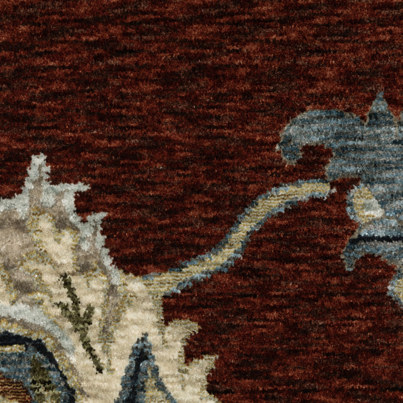 Edner Traditional Floral Red/ Multi Area Rug, Rectangle 6'7" x 9'9"