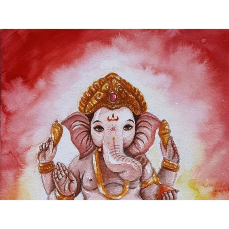 Bénédiction Ganesha | Peinture par Deogade Noharika | Décoration murale