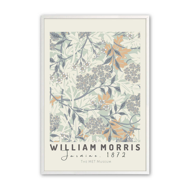 «Beige Jasmine» par William Morris, reproduction, Cadre photo blanc, H 17 po x l 13 po