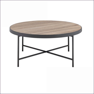 Table basse de style industriel avec plateau gris vieilli Base en métal foncé pour le salon, assemblage facile