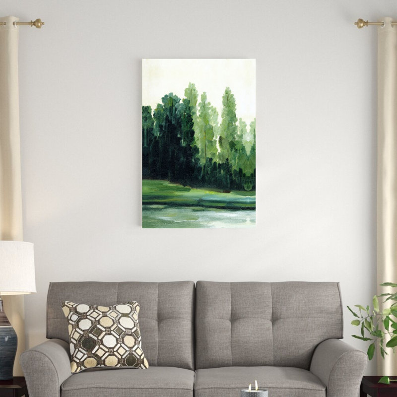 «Green Painterly Tree Line», reproduction d'art sur toile tendue, H 36 po x l 24 po