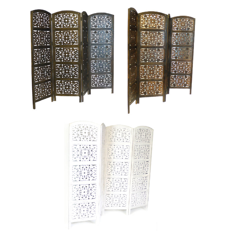 Bnyt 200cm W x 180cm H 4 - Panel Folding Room Divider, White