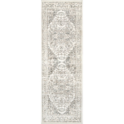 Ethelinde Power Loom Performance Oriental Medallion Cream Rug