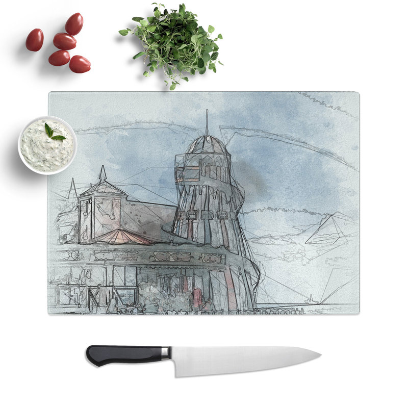 Brighton Pier Sketch Chopping Board, 0.4cm H x 20cm W x 28.5cm L