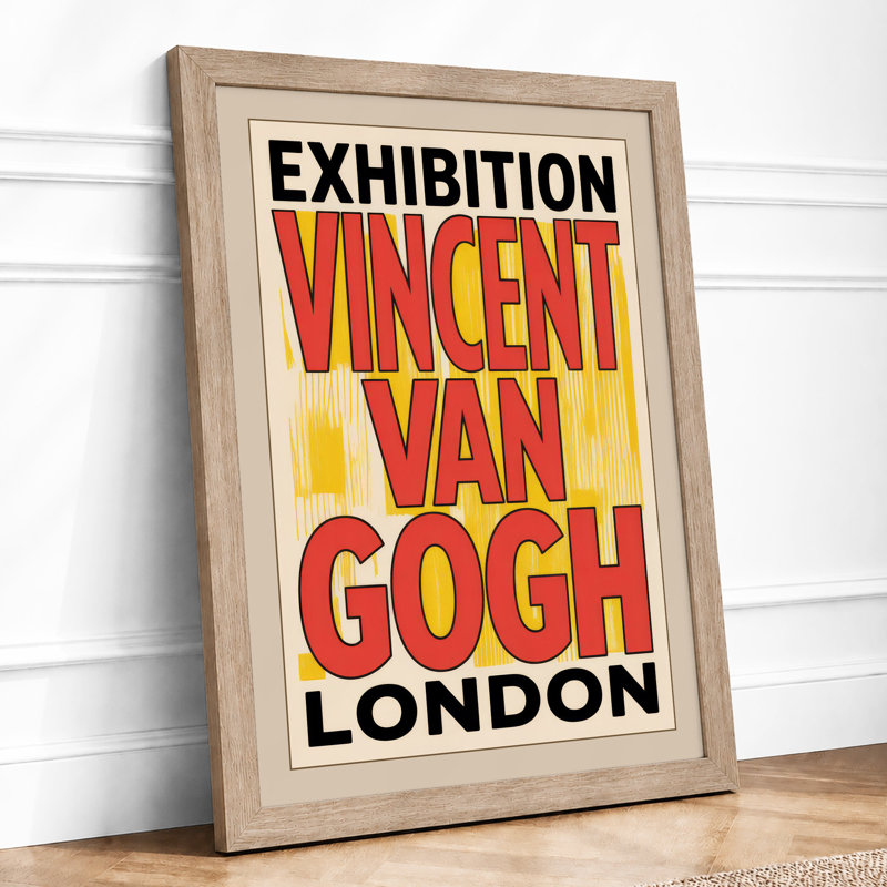 Vincent Van Gogh Exhibition Typography - Framed Print, Oak, A3 - 42.0 x 29.7 cm