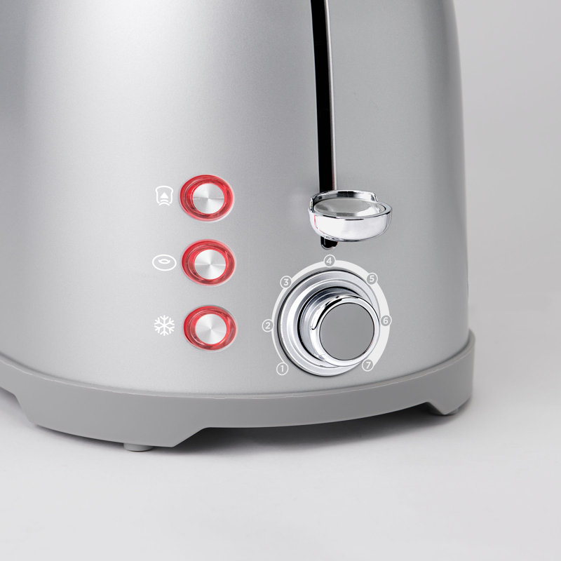 Silver Stainless Steel 2-Slice Toaster with Wide Slots and Crumb Tray