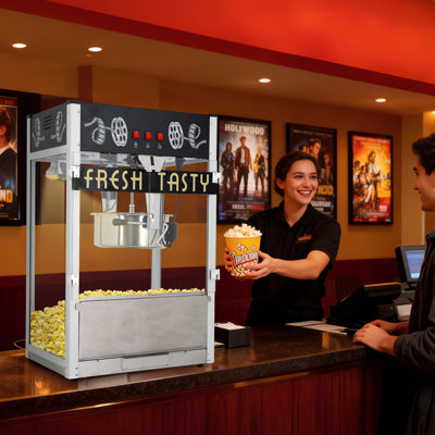 16 Ounce Countertop Popcorn Machine with  Kettle, Stainless Steel Scoop, Oil Spoon & 3 Popcorn Cups for Home Movie Theater
