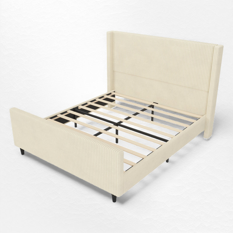 Upholstered Wingback Platform Bed, Queen