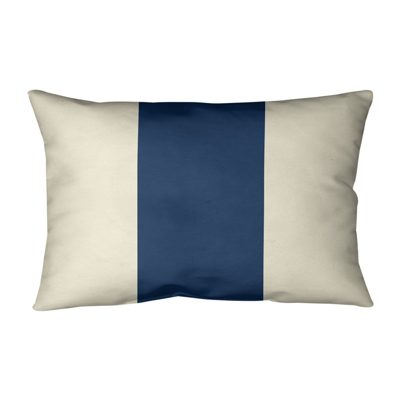 Seattle Striped Linen Reversible Pillow Cover, Cream/Navy Blue