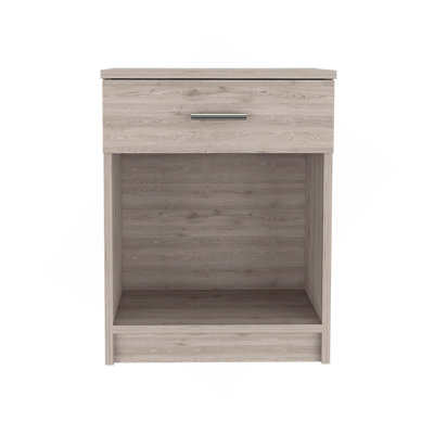Eco Nightstand , End Table, Side Table Top,  One Drawer, Lower Shelf -Light Gray