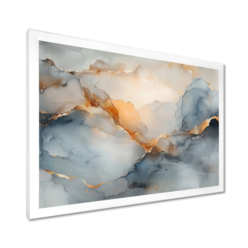 Amann - Abstract Wall Art, H 16 po x l 32 po, Blanc, Picture Framed