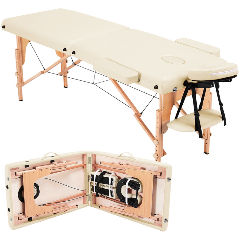 213cm Rectangular Adjustable Folding Table, Cream