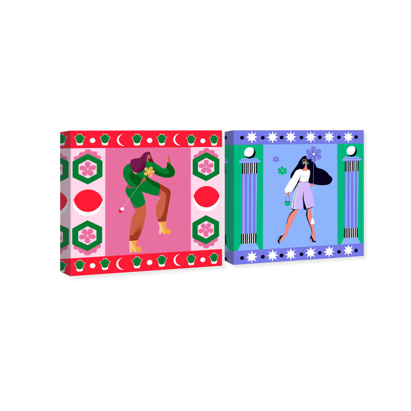 Groovy Stroll - ensemble de 2 reproductions sur toiles tendues, H 12 po x l 24 po x P 2 po