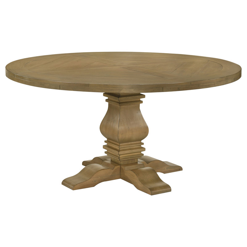 Ingvarda Round Pedestal Dining Table Rustic Smoke