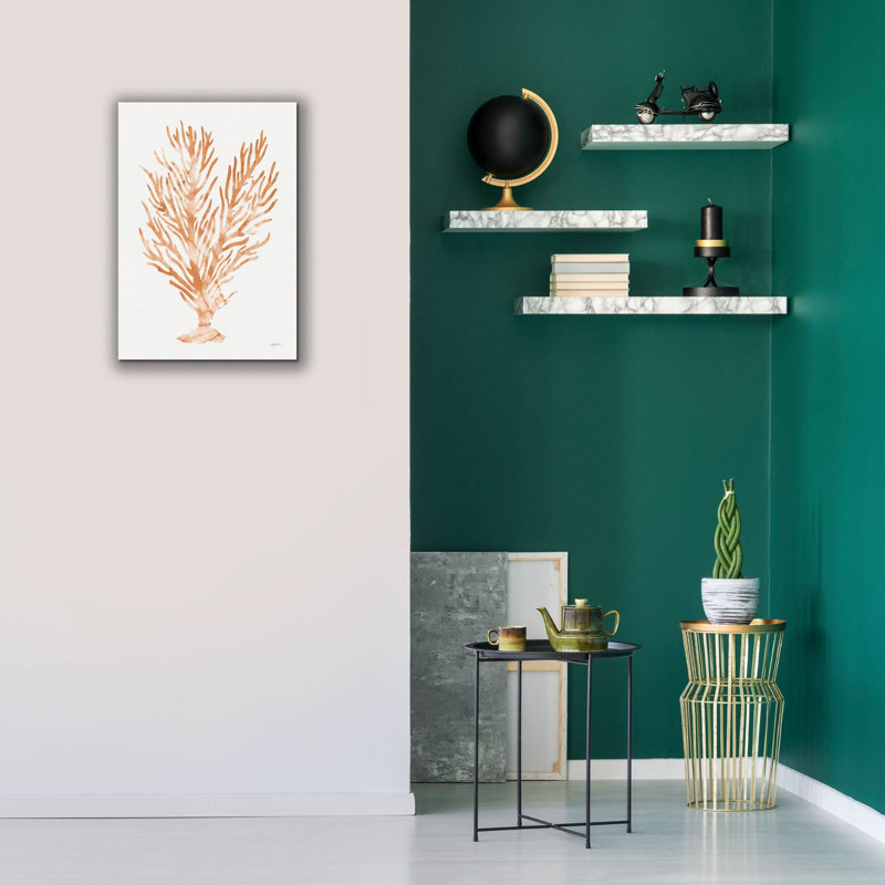 «Shibori Coral 4 Peach» par Mary Urban, art mural sur toile, H 26 po x l 18 po x P 0,75 po
