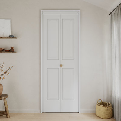 Porte pliante en bois apprêté blanc 32 po x 80 po à 4 panneaux avec quincaillerie