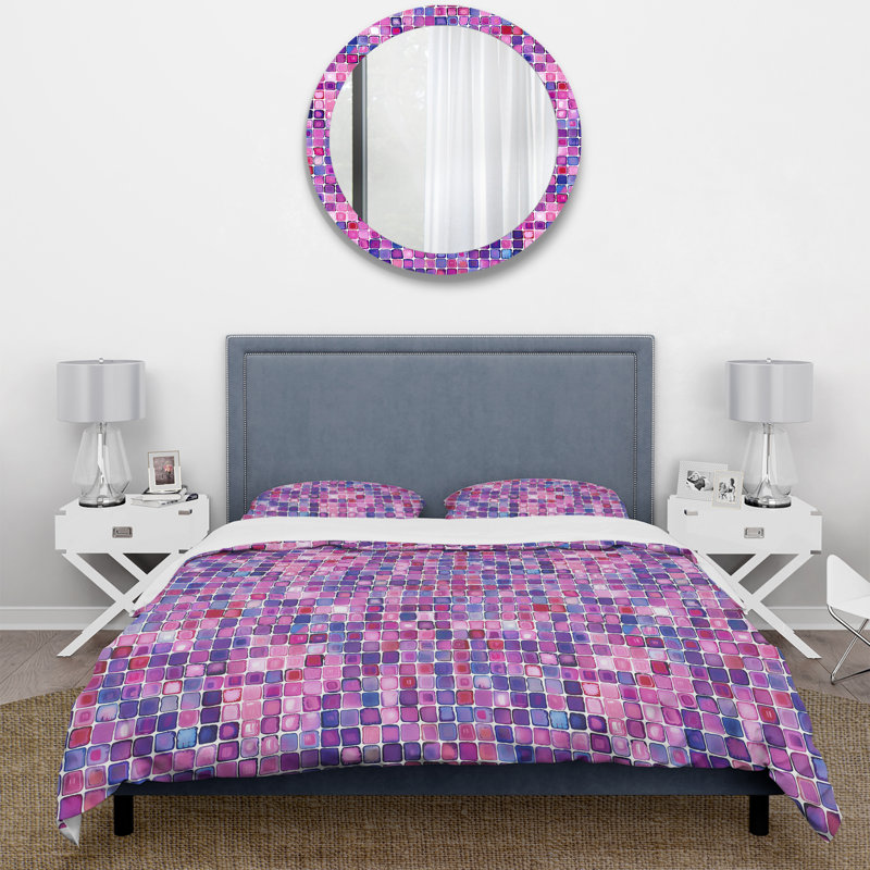 Ensemble de housse de couette rose Midcentury Mosaic Tiles III - Midcentury