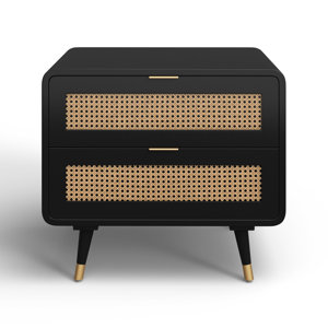 Odelie 2 - Drawer Nightstand in Black/Natural/Brass